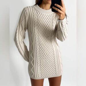 H&M Cream Cable Knit Sweater Dress